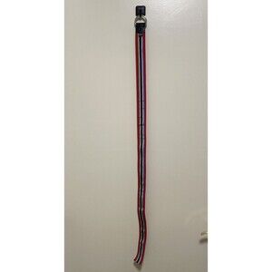 Lauren By Ralph Lauren Red Striped Ribbon Belt 39” D Ring Leather Multicolor